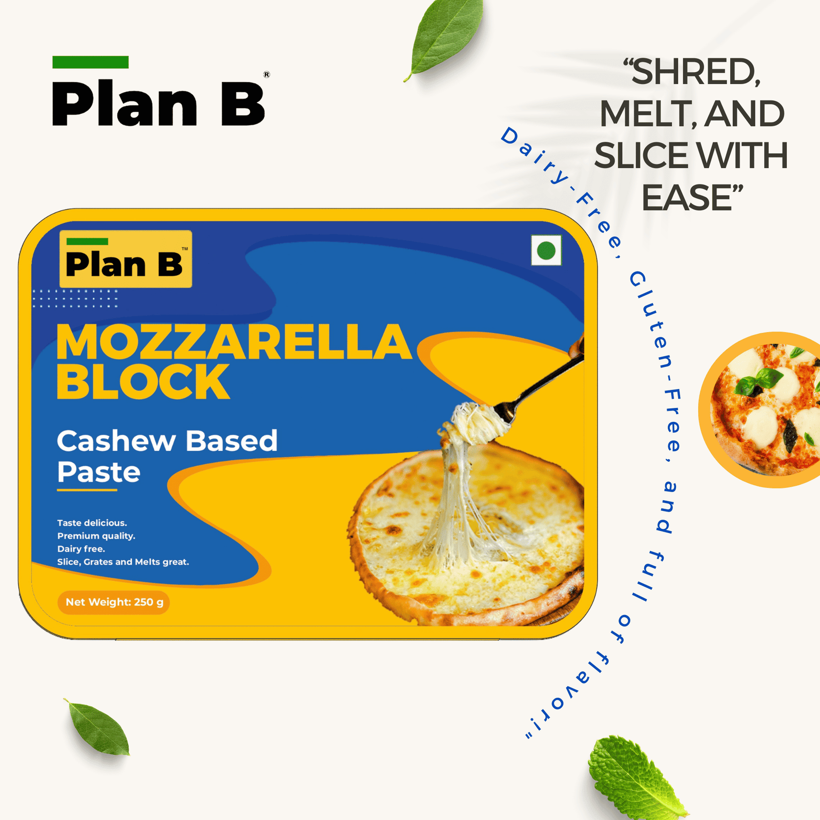 Plant Based Mozzarella Cheese, 250g Block (Shred it! Slice it! Love it!) HSN - 04069000 - Image 5