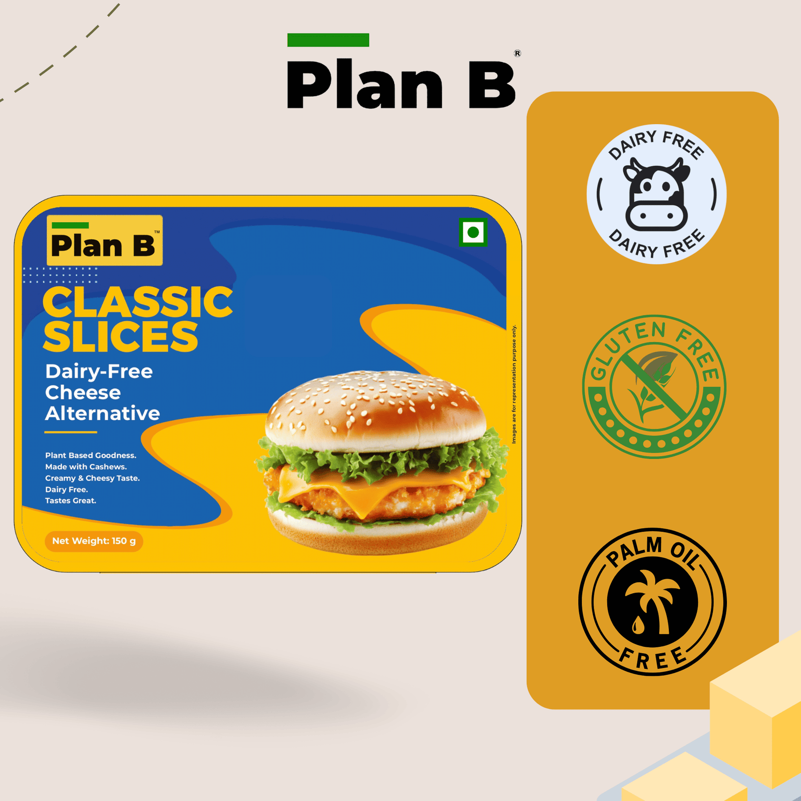 Plant Based Classic Cheese Slices, 150g (Cashew based cheese for a healthier you) HSN - 04069000 - Image 5