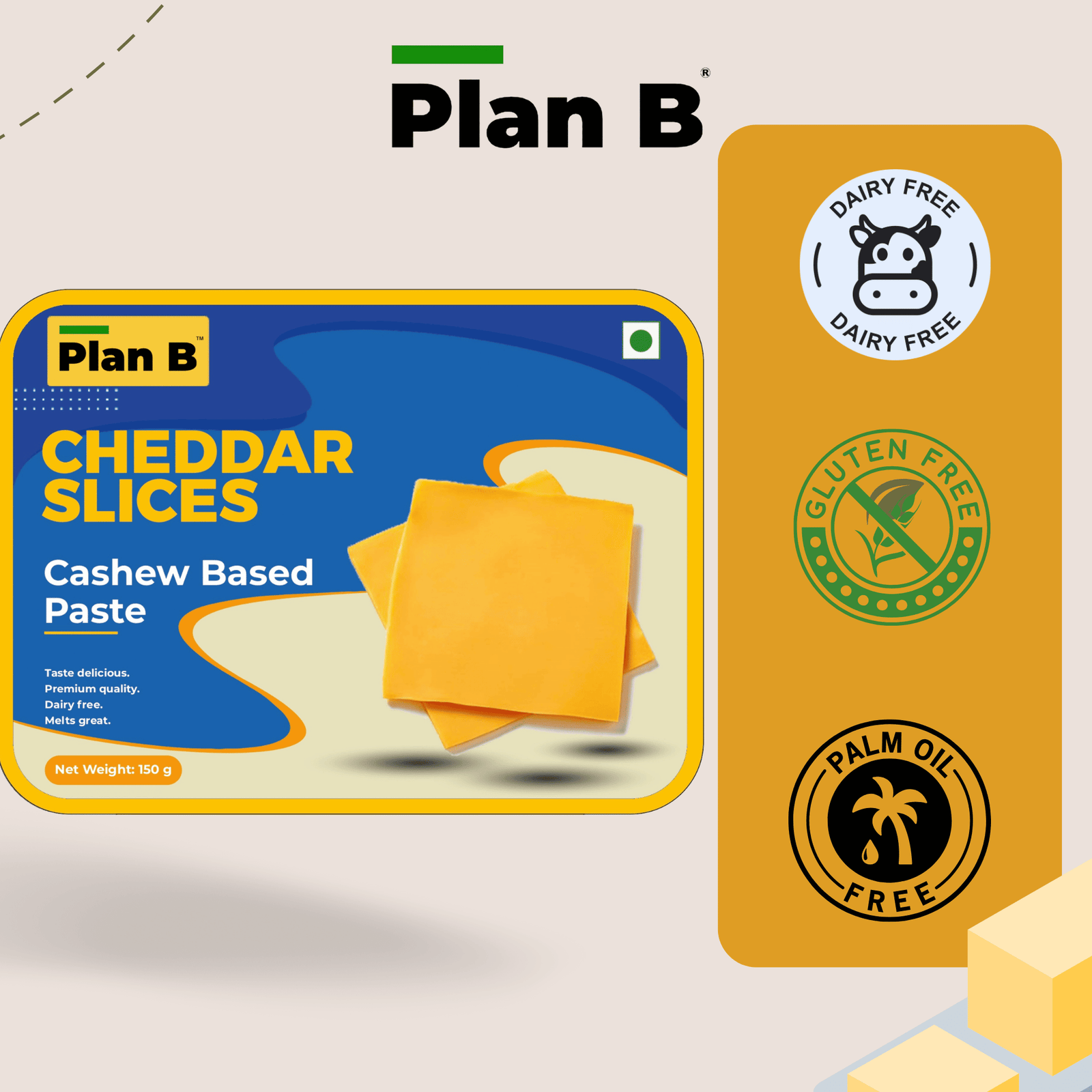 Plant Based Cheddar Cheese Slices, 150g (Cashew based cheese for a healthier you) HSN - 04069000 - Image 5
