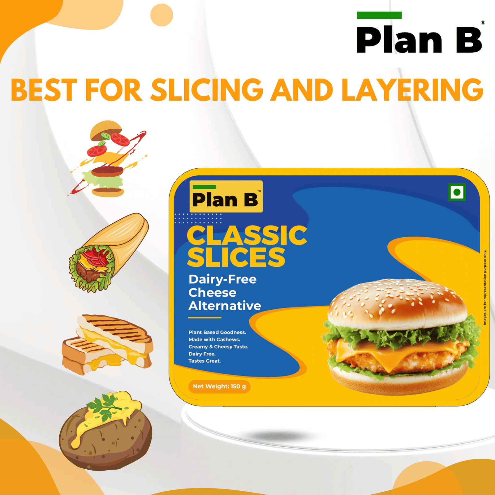 Plant Based Classic Cheese Slices, 150g (Cashew based cheese for a healthier you) HSN - 04069000 - Image 6