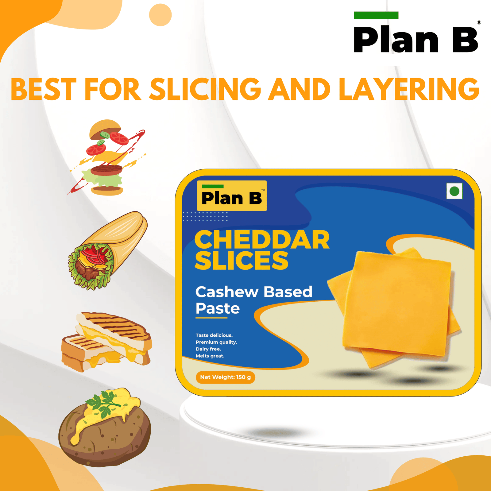 Plant Based Cheddar Cheese Slices, 150g (Cashew based cheese for a healthier you) HSN - 04069000 - Image 6
