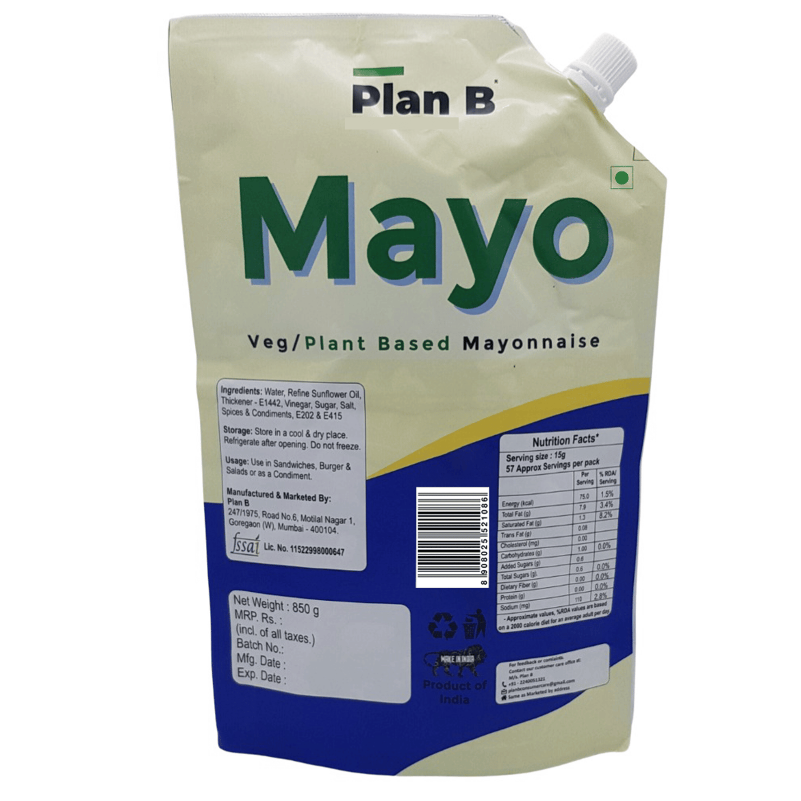 Plant Based Mayonnaise 850g (Dairy Free, Extra Creamy & Delicious) HSN - 21039030 - Image 7
