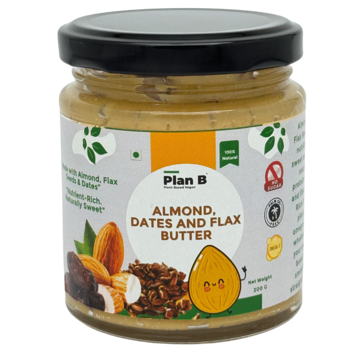 ALMOND BUTTER WITH FLAX SEEDS & DATES, 200G , Nutritious. Naturally Sweet. Omega-Boosted.