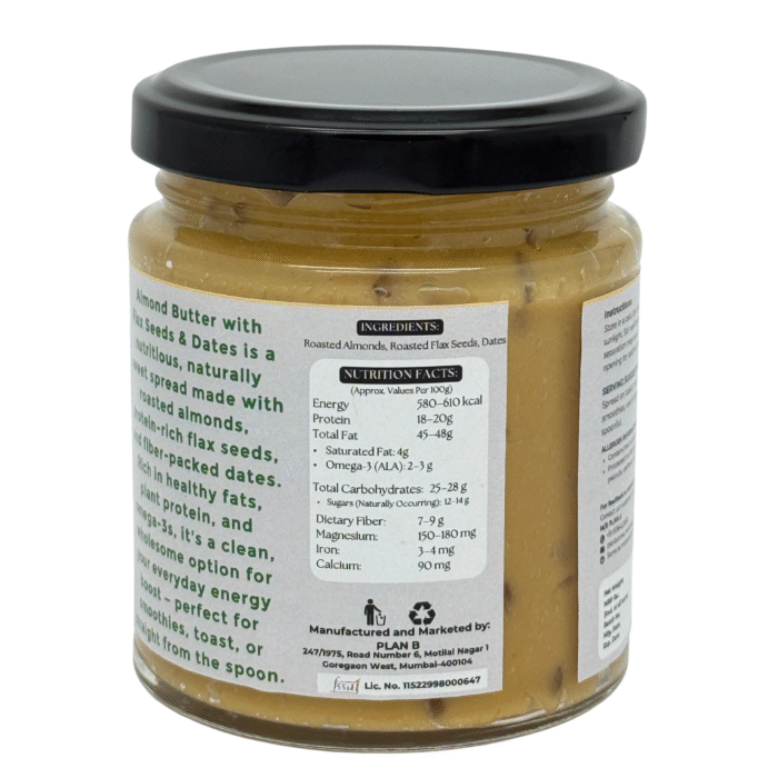 ALMOND BUTTER WITH FLAX SEEDS & DATES, 200G , Nutritious. Naturally Sweet. Omega-Boosted. - Image 4