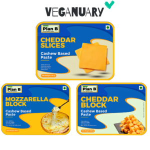 Plan B Veganuary Combo, Mozzarella Block + Cheddar Block + Cheddar slice