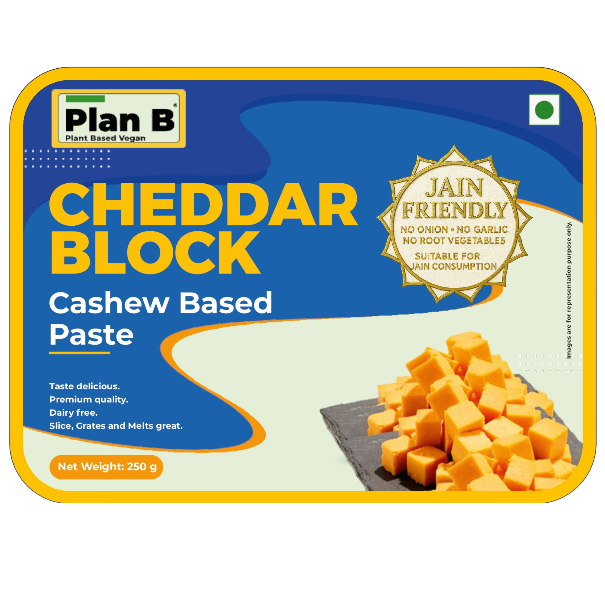 Plan B Plant-Based Jain-Friendly Cheddar Block - 250g